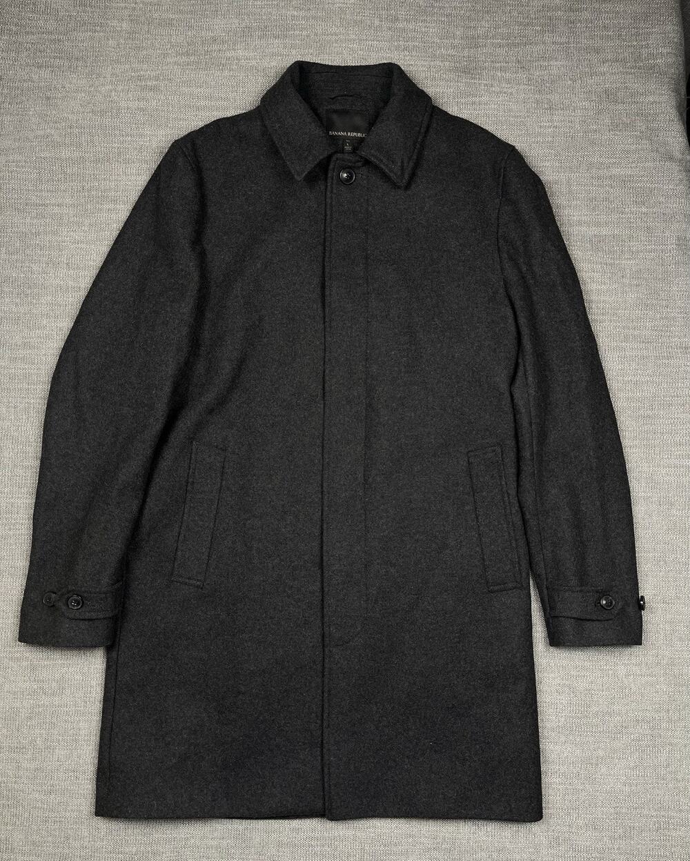 Banana Republic Mario Bellucci Overcoat Mens Large Tall Gray Wool Italian